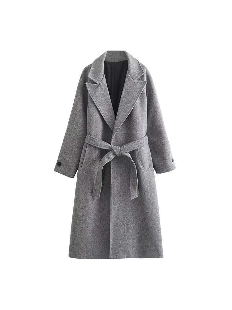 2025 Autumn/Winter New Personalized Fashion Casual Neutral Belt Coat Warm Long Coat