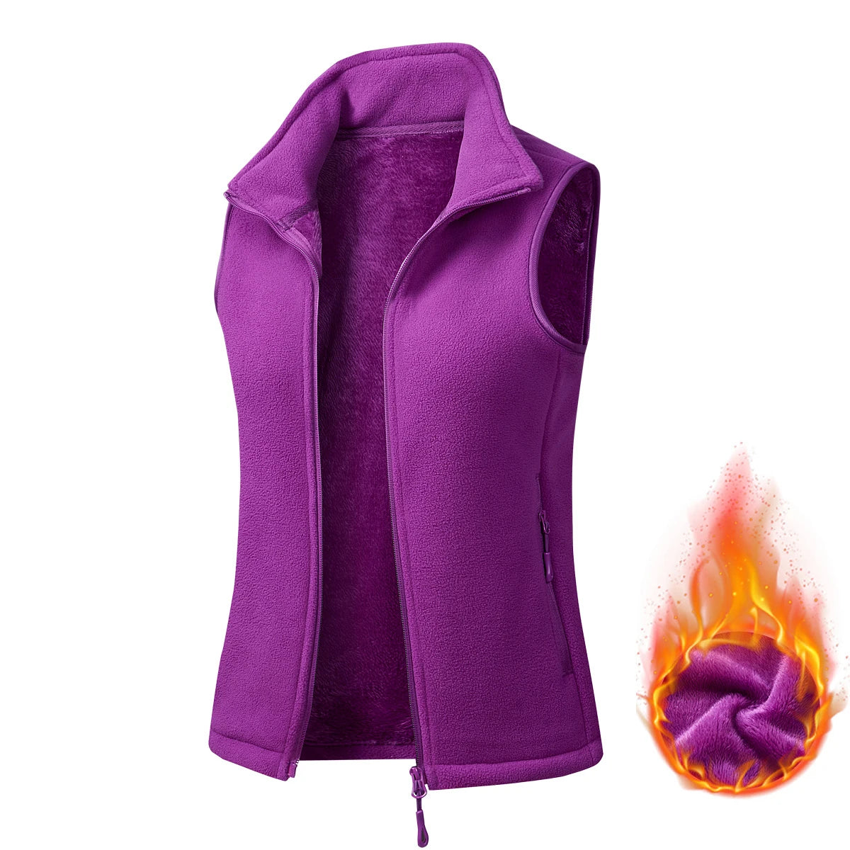 Autumn Winter Polar Fleece Vest Women's Windproof Outdoor Warm Sleeveless  Coat 2025 Plush Stand Collar Casual Waistcoat