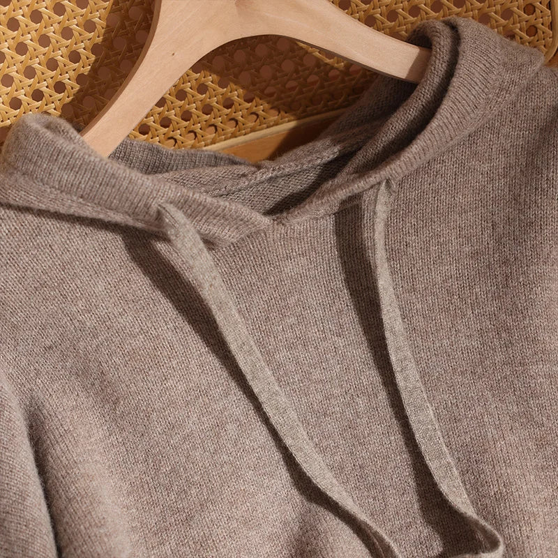 ADDONEE Autumn Winter Women's 100% Wool Set Hoodie Pullover Wide Leg Pants Thick Casual Cashmere Knitwear Sweater Trousers Suit