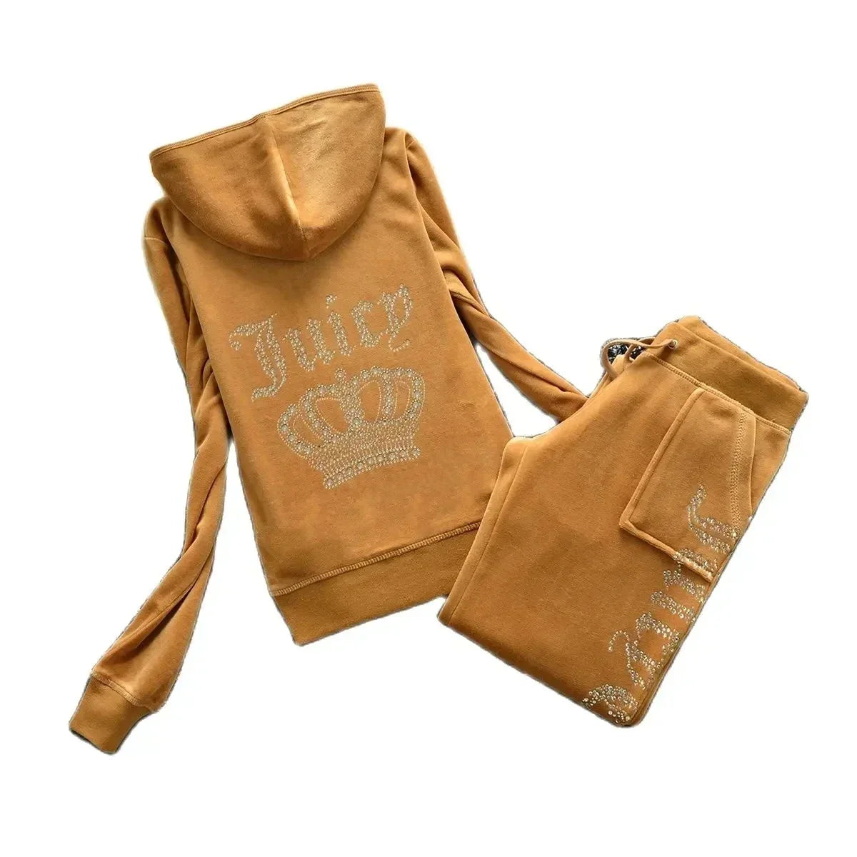 2 Piece Sets Women Outfit Tracksuit Hoodies Juicy Tracksuit 2 Piece Set with Pocket Trousers and Jacket Sets Velvet Tracksuit