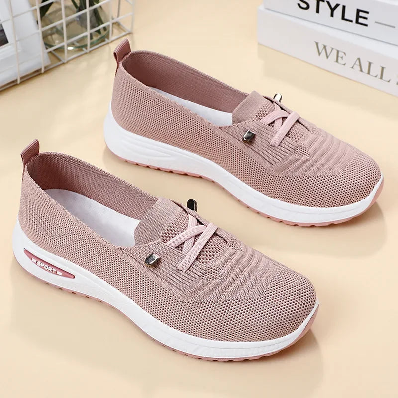 2025 Women's Casual Shoes Fashion Breathable Walking Flat Bottom Sports Shoes Women's Fitness Large Pink Women's Shoes 36-43