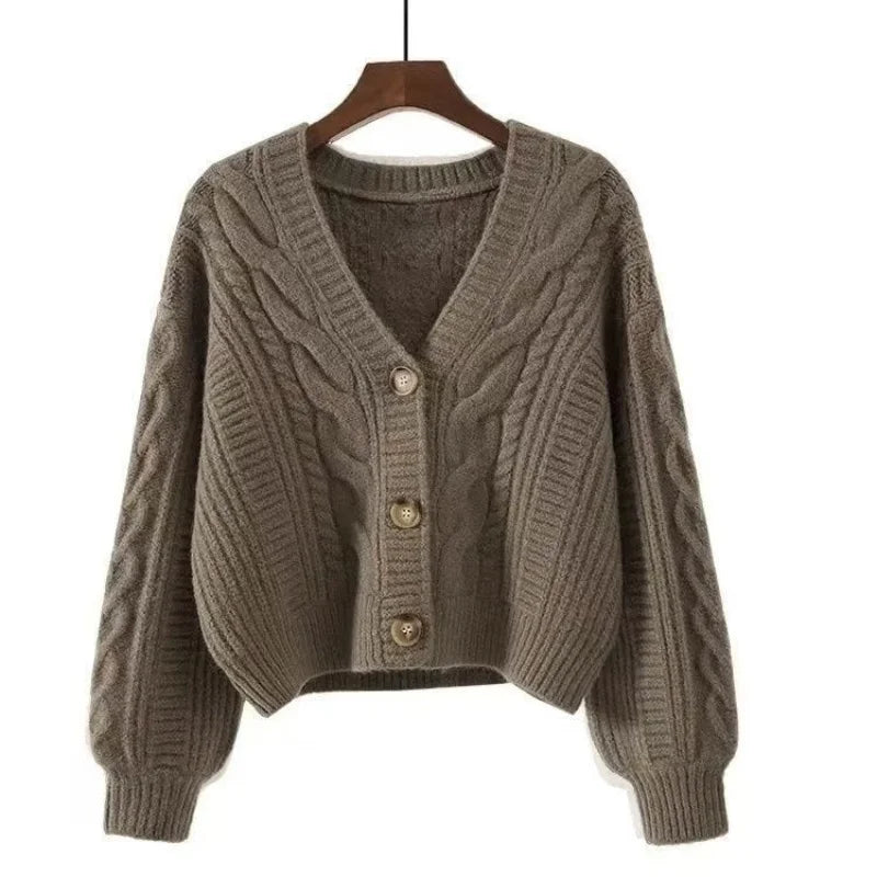New In Outerwear Elegant Winter Coat Loose Matching Cardigan For Women Long Sleeve Top Vintage Casual Basic Top Sweater Knitwear