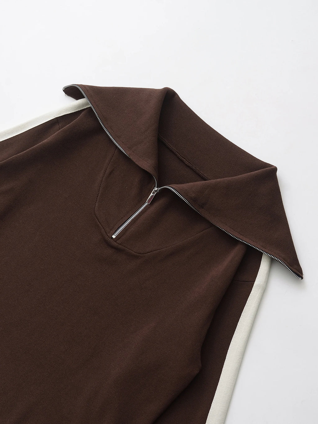 DUOPERI Women Fashion 2 Piece Sets Brown Pullover Sweatshirts & High Elastic Waist Trousers Feamle Chic Lady Pants Set