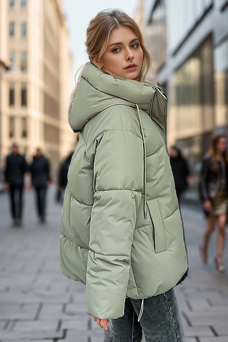 Best Selling Female's Padded Coat Winter Solid Color Hooded Women's Puffer Coat Versatile Thickened Quilted Jacket For Lady