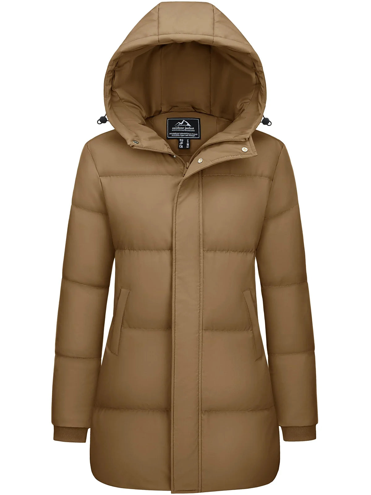 TACVASEN Womens Winter Long Quilted Duck Feather Jackets Padded Puffer Warm Hooded Long Coats Warm Windproof  Thick Outerwear