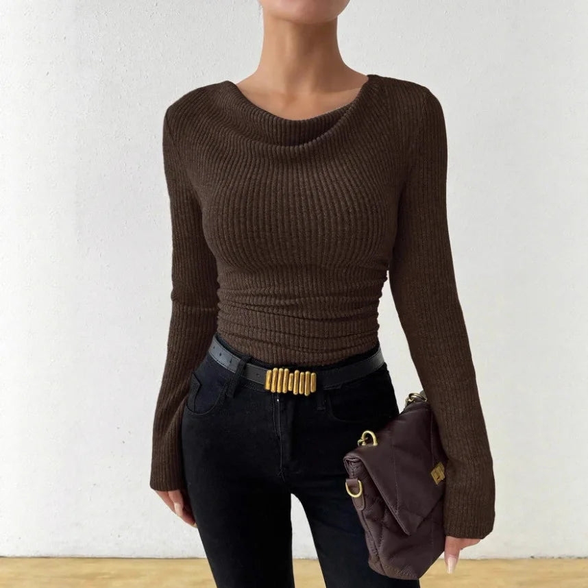 Solid Color Casual Slim T-shirts For Women 2025 Autumn Y2K Women's T-shirt Long Sleeve Blouses Tees Fashion Female Tops