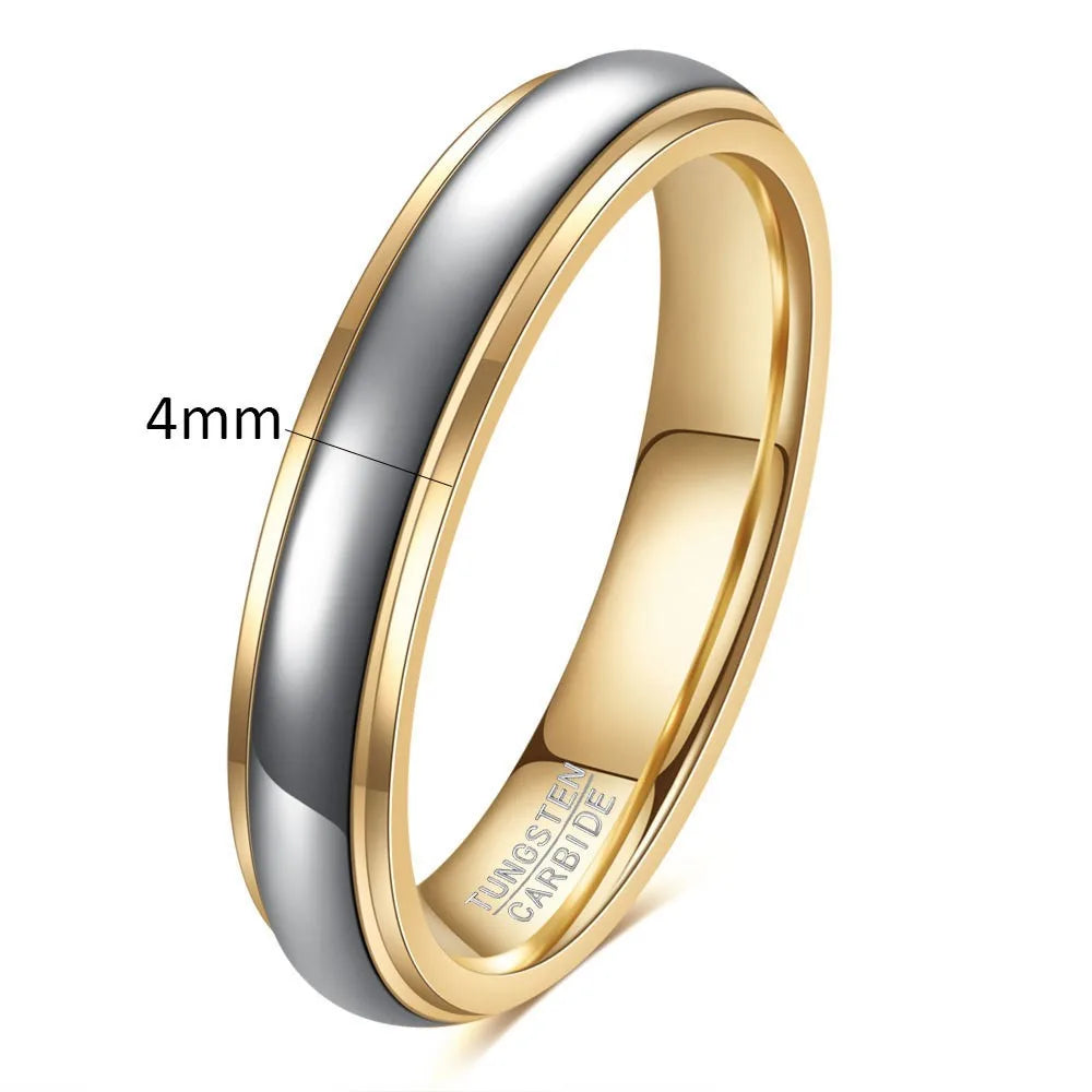 Classic 4/6mm Tungsten Men Ring Bilateral Curved Rose Gold Stainless Steel Ring for Women Wedding Band Couples Jewelry Accessory