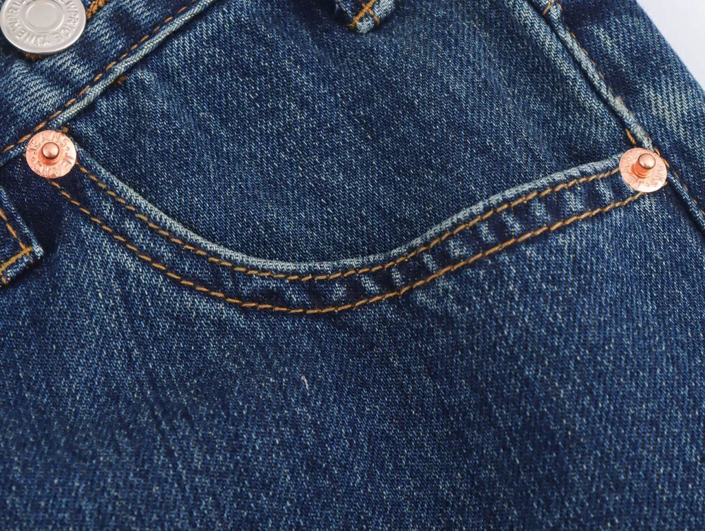 HH Women 2025 Fashion Straight Jeans Vintage Solid Casual High Waist Wide Leg Denim Pants High Street Lady Trousers Jeans