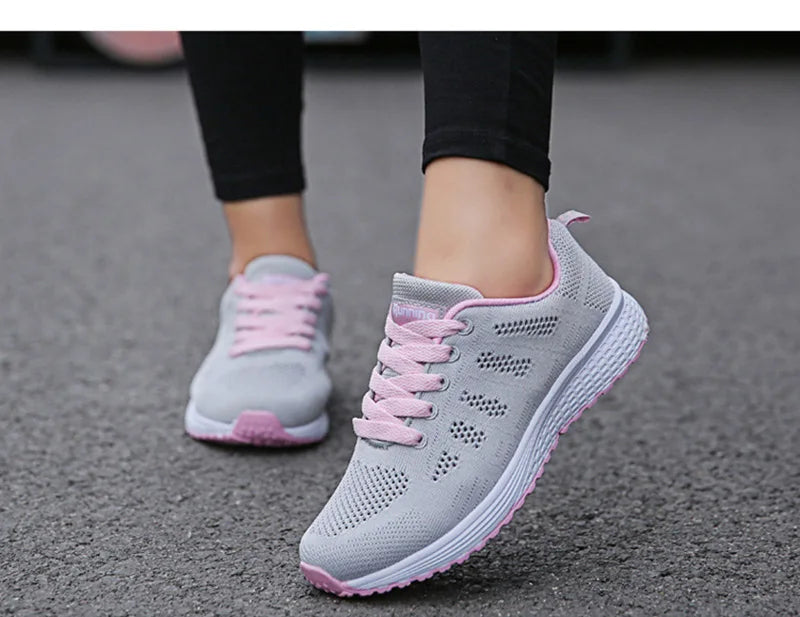 Women Casual Shoes Fashion Breathable Walking Mesh Flat Shoes Sneakers Women 2025 Gym Vulcanized Shoes White Female Footwear