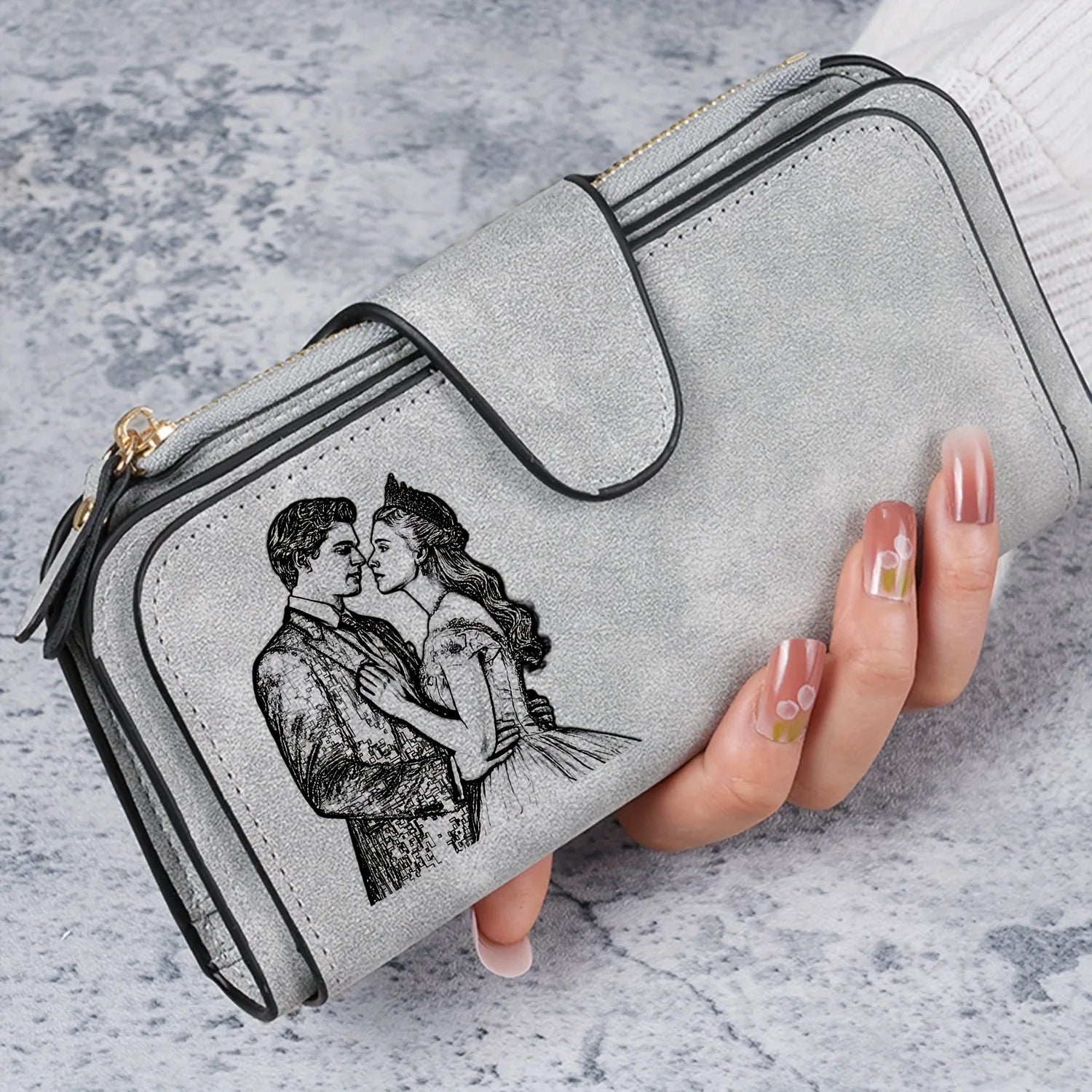 1pc Personalized Photo Custom Women's Long Wallet Custom Picture Coin Purse with Zipper Multi-Card Slot Multifunction Card Hold