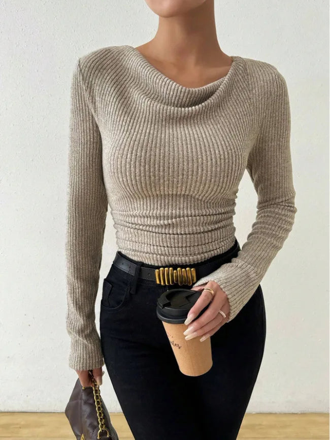 Solid Color Casual Slim T-shirts For Women 2025 Autumn Y2K Women's T-shirt Long Sleeve Blouses Tees Fashion Female Tops