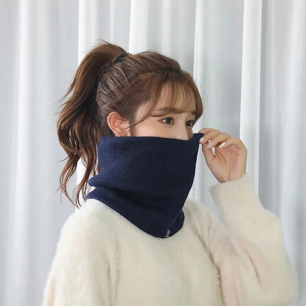 Winter Warm Knitted Neck Scarf for Women Men Plush Full Mask Tutdoor Cashmere Solid Snood Neck Scarves Thick Bufanda Muffler