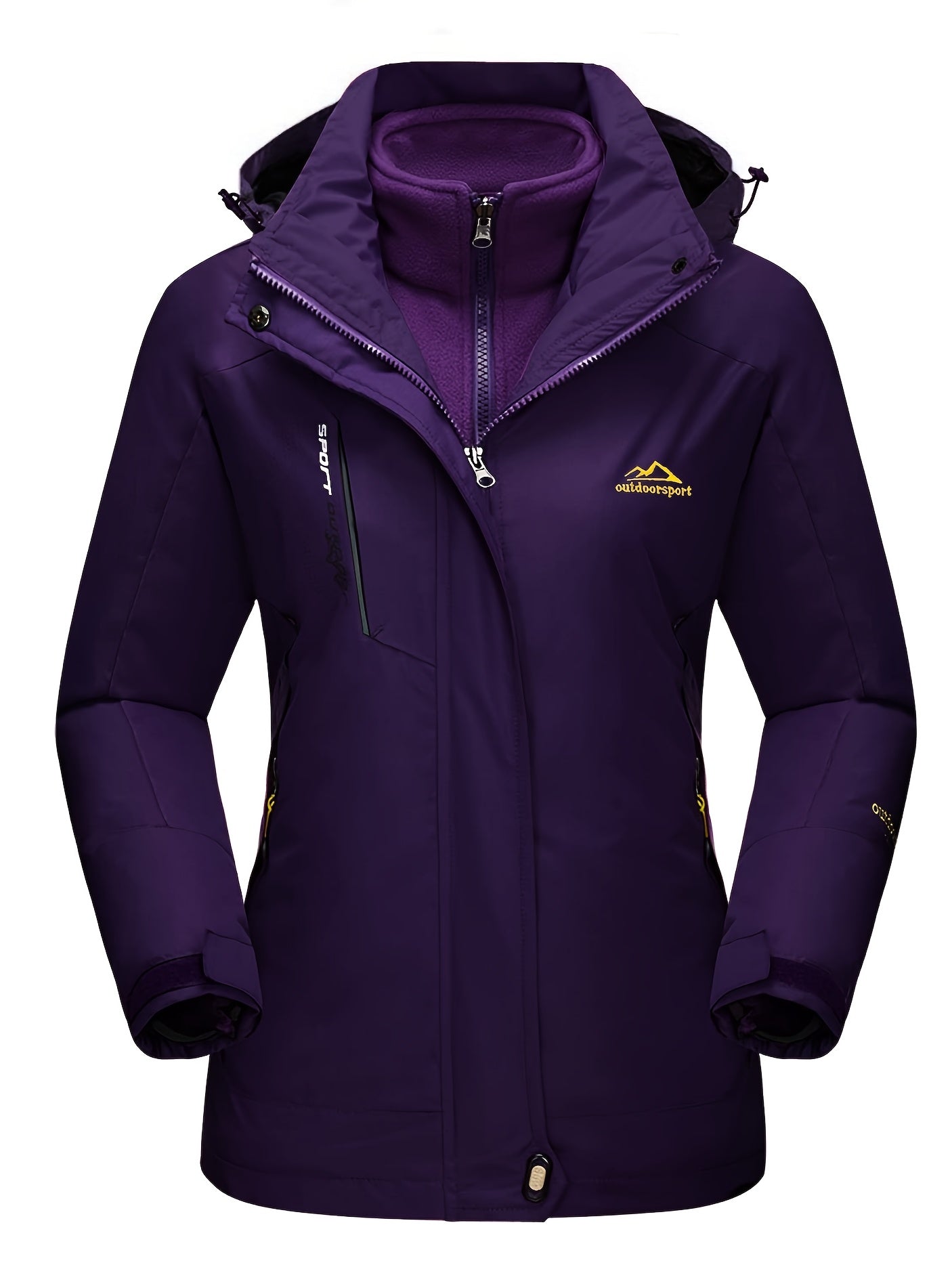 Women's 3-in-1 Winter Coats Lined Winter Snow Ski Jacket Parka Hiking Hooded Coat Multi-pocket Winter Camping Parka Wear Resistant Snowboarding Warm Jacket