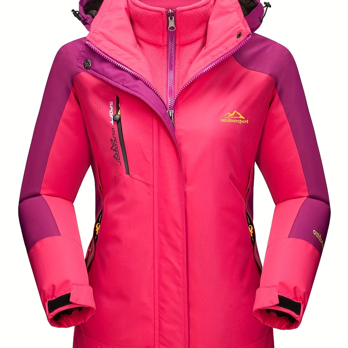 Women's 3-in-1 Winter Coats Lined Winter Snow Ski Jacket Parka Hiking Hooded Coat Multi-pocket Winter Camping Parka Wear Resistant Snowboarding Warm Jacket