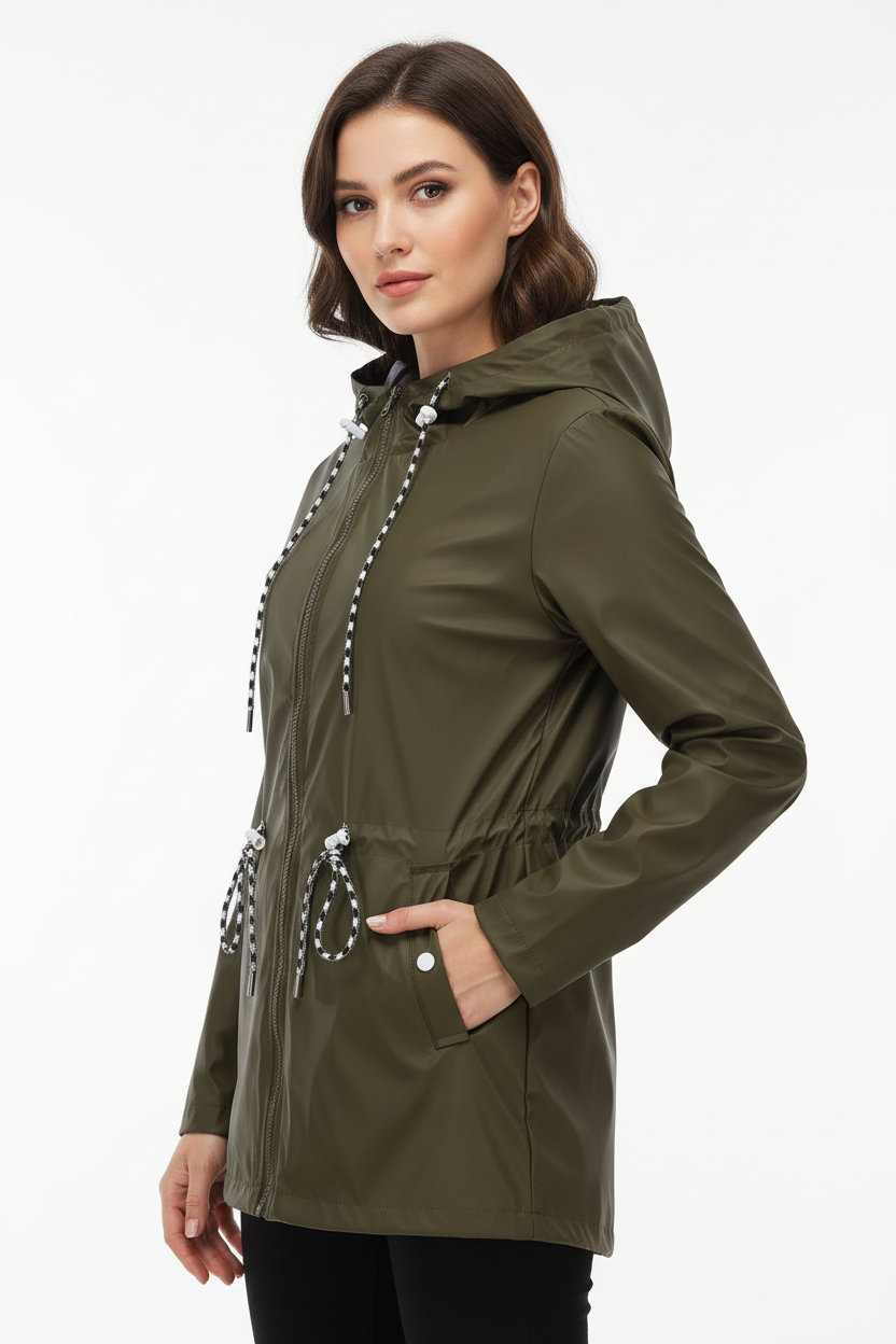 Casaco verde militar - Vista três quartos