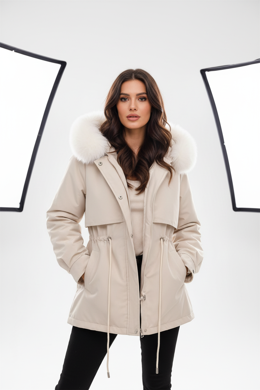 Modelo morena europeia usando casaco bege - Imagem 3