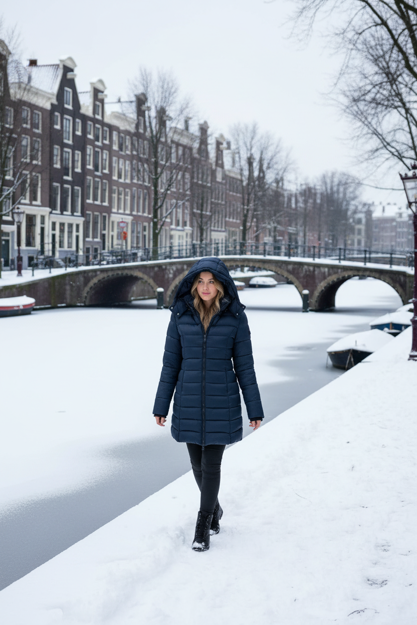 Mulher em Amsterdam nevada