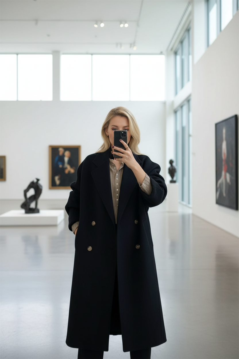 2025 New Arrival Women's Long Wool Coat Spring Autumn Audrey Hepburn Inspired Elegant Mid Length Slim Fit Woolen Overcoat