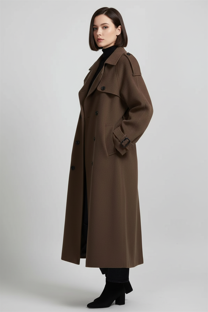 Nova modelo com casaco marrom - lateral