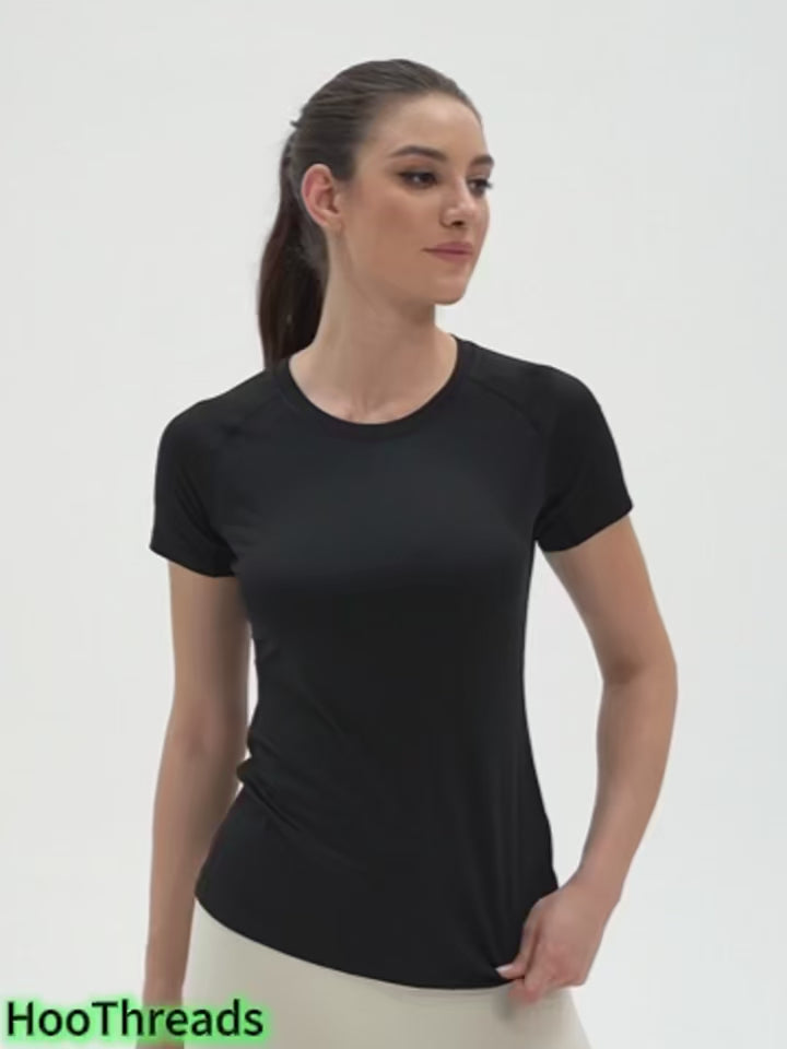Women's Compression Shirt Short Sleeve Athletic Yoga Running T-Shirt Summer Gym Workout Quick Dry Stretchy Tees Tops Baselayer