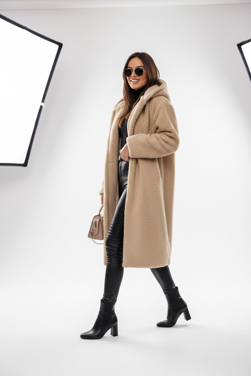 Vista lateral do casaco