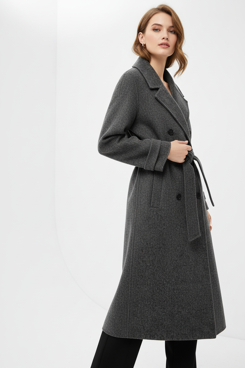 Vista três quartos do casaco