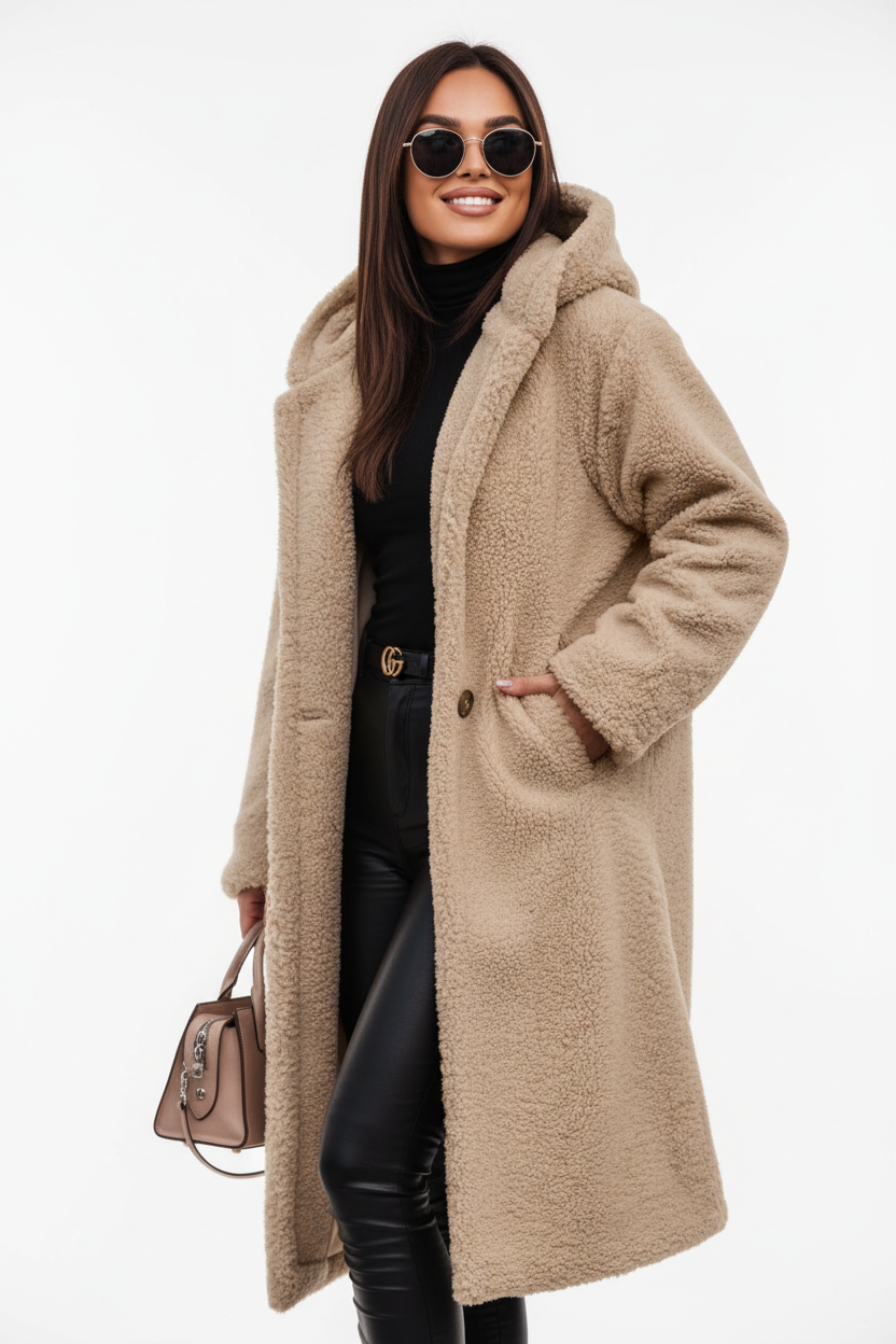 Vista três quartos do casaco